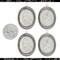 Antiqued Silver Plated Brass 24mm x 18mm Cameo Frame with One Ring - Set of Four - S-F41